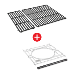 WEBER CRAFTED Porcelain-Enameled Cast-Iron Cooking Grates & Frame Kit  – SPIRIT 300 series, SEARWOOD 600, & SMOKEFIRE EX4